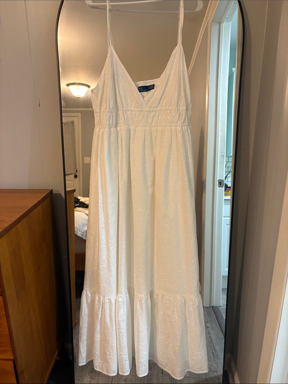 Polo by Ralph Lauren White Eyelet Spaghetti-Strap Maxi Dress